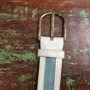 Gold and Cream Belt with Blue Stripe